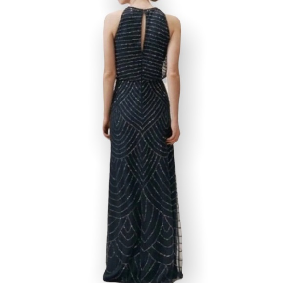 Adrianna Papell BHLDN Madigan 2/ XS Blue Chiffon Embellished Beaded Formal Gown - Picture 6 of 8